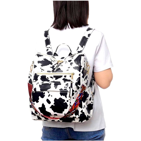 DARLING PRESENTS Handbags - COW BACKPACK WITH GUITAR STRAP UNISEX COLOR BROWN & WHITE